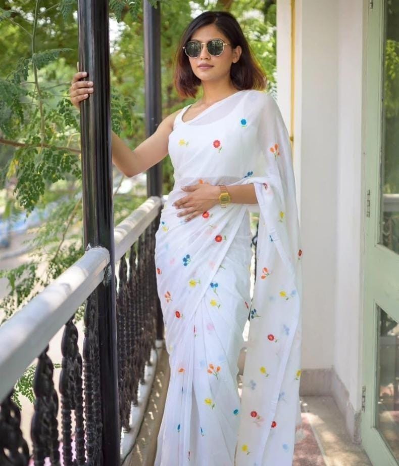 PURE COTTON EMBROIDERY WORK SAREE